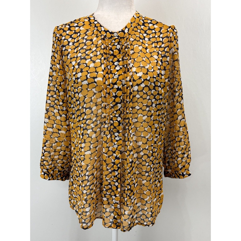 Banana Republic Semi Sheer Lemon blouse Shirt Sz Small Women's Button Up